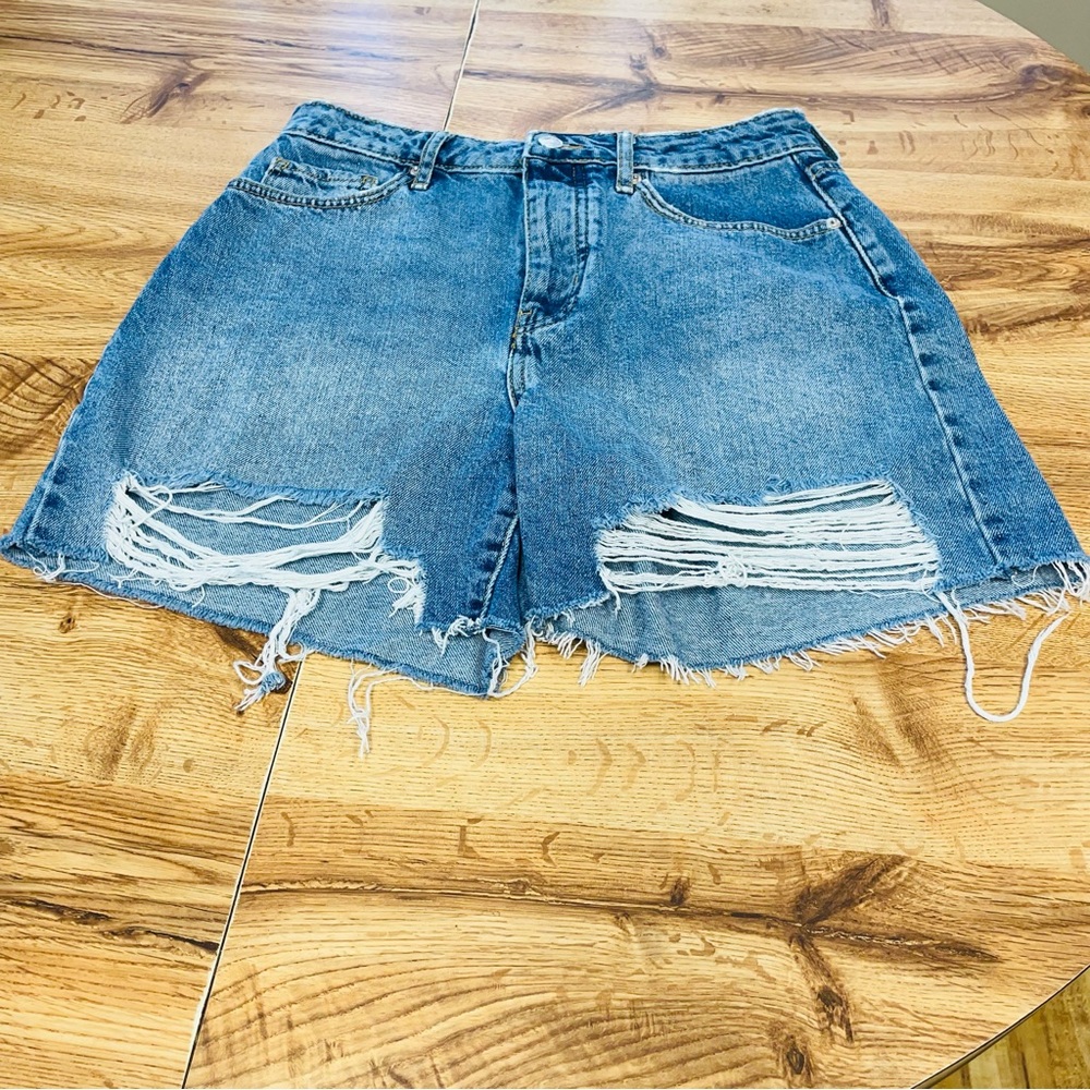 Distressed Blue Denim Shorts